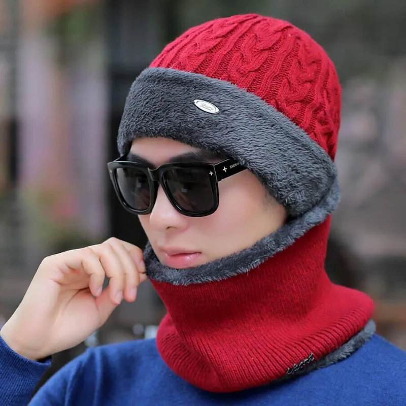 Брендовые зимние шапки для мужчин Skullies Beanies Мужская зимняя вязаная шапка из крученой пряжи шарф из шерсти женская маска капота мужская шапка