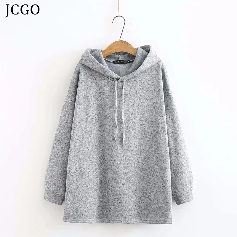 Женская толстовка с капюшоном однотонная Свободная Повседневная зимняя