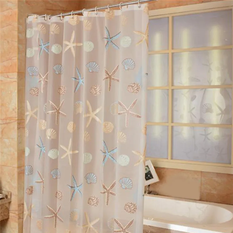 

Modern Shower Curtain Starfish Partition Fresh Seaside Style Waterproof Mildew PEVA Curtain For Bathroom Shower Room