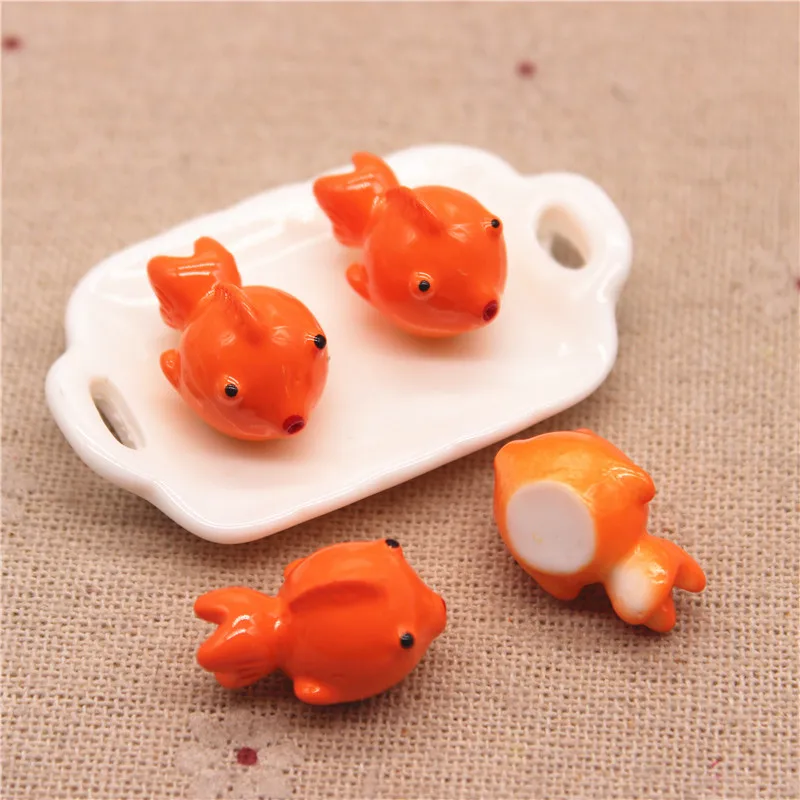 10 шт. миниатюрные 3d-фигурки кабошонов с плоской спинкой в виде золотой рыбы из