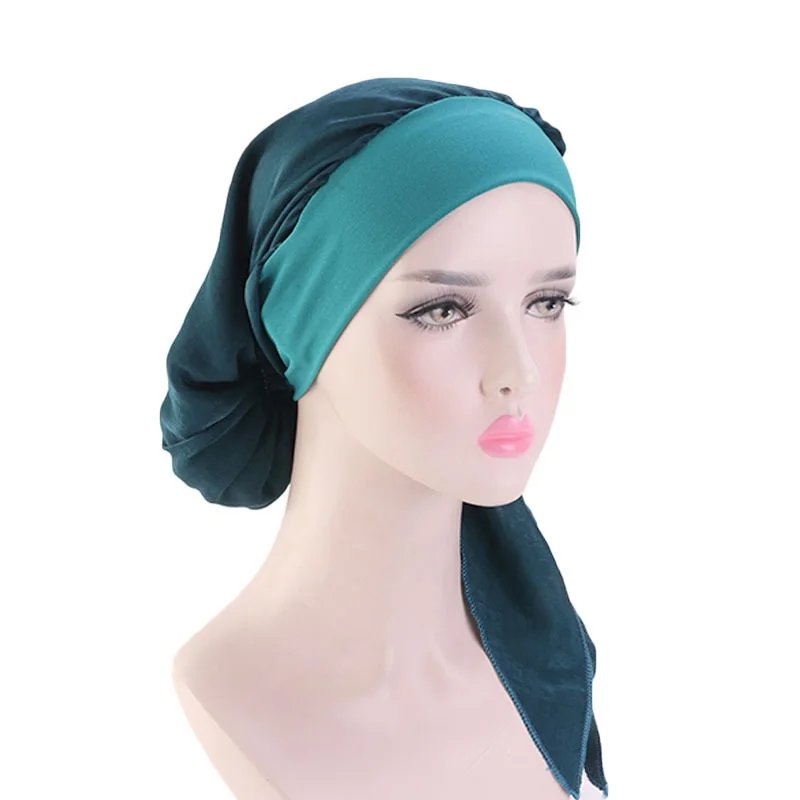 

Solid color headtie elastic braided hat