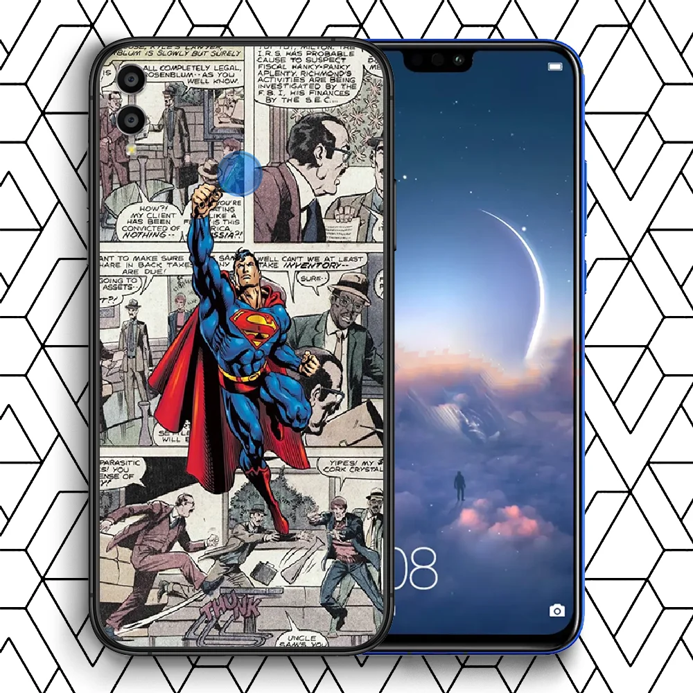 

Supermans Superhero Phone Case Cover Hull For HUAWEI Honor 7a 8s 8a 8x 9 9x 10 20 i Lite Pro black Cover Painting Funda Trend
