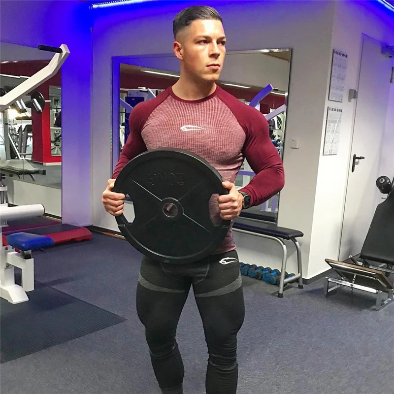 Skinny Sport Shirts Men Long Sleeve Running T Shirt Fitness Compression Gym Workout Tshirt Rashgard Sports T-Shirt Man | Спорт и