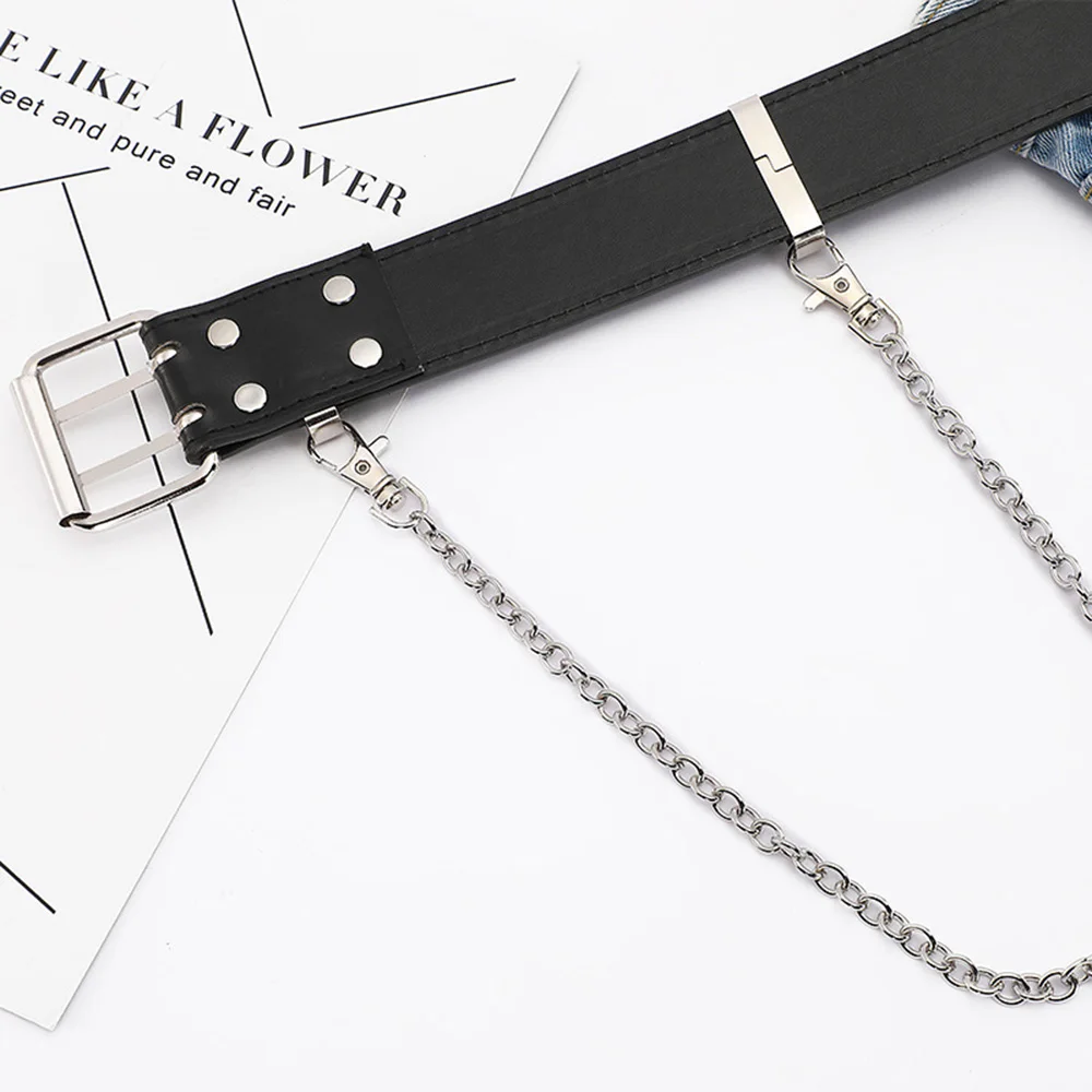 

Ladies Design Punk Style Hip-Hop Chain Belts Female Punch-Free Fashion Simple Wild Jeans Clothing Accessories 3.6cm Width FCO238