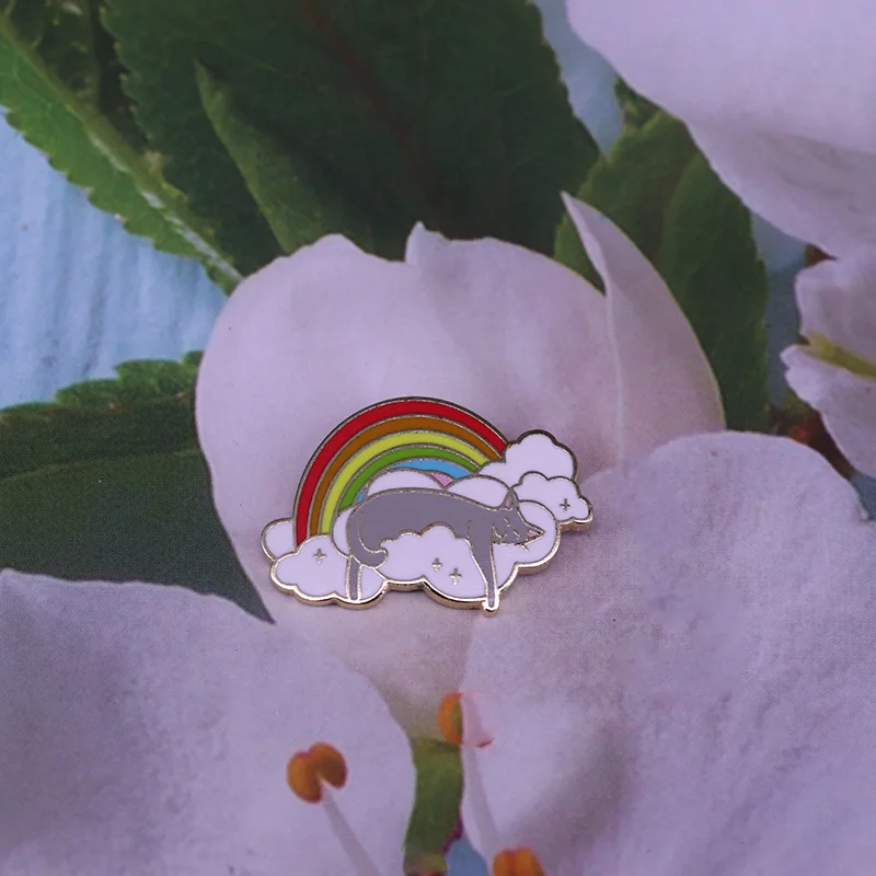 Креативные жесткие эмалевые заколки в форме Облака радуги Соберите милого кота