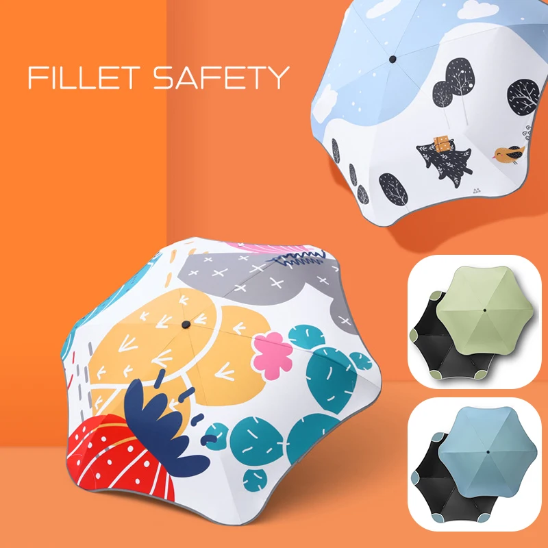 

28cm Mini Umbrella Three-folding Sun protection Anti-UV Umbrella Simple Lightweight Reflective Strip Design MC889