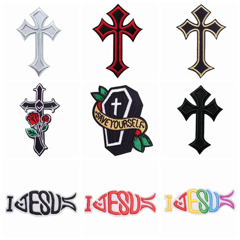 Нашивки с крестом для одежды нашивки изображением Иисуса рыбы на одежду вышитые