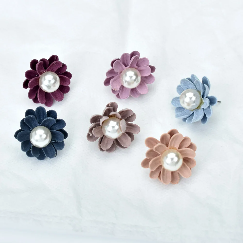 Женские серьги-гвоздики с имитацией жемчуга синие серьги цветком | Украшения и