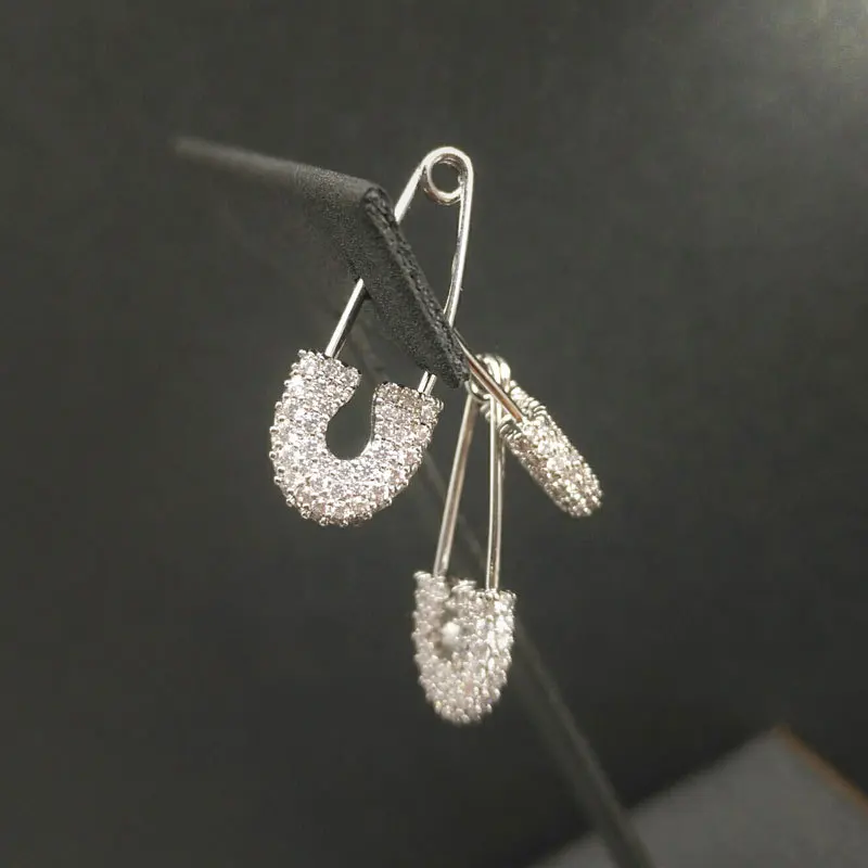 

s925 sterling silver stud earrings October new white gold single three-pin earrings female high-end bohemian style jewelry