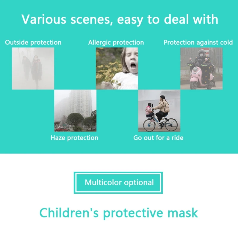 Random Color Kids Washable Print Mask Fashion Anti-Haze Anti-Dust Comfortable Mouth Face For Girl And Boy |