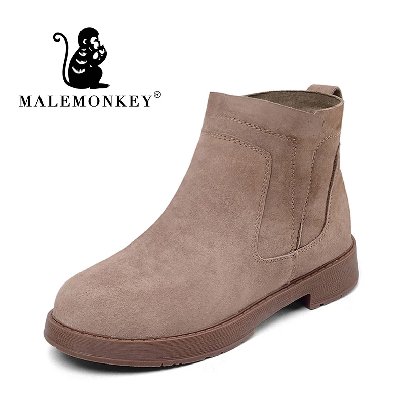 Женские ботинки Челси из натуральной кожи брендовые зимние теплые короткие