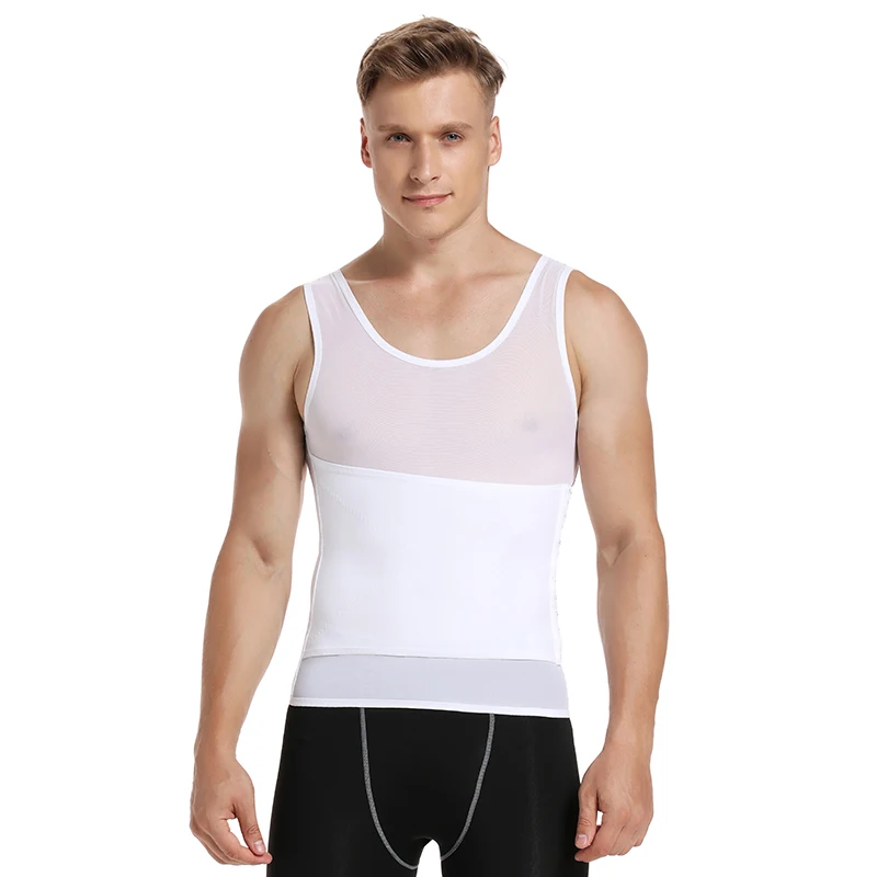 White Vest With Belt Мужской корректирующий пояс для похудения, компрессионное Корректирующее белье, рубашки, пояс, жилет для талии, тренажер для живота, тонтрол, Abdo, Мужская майка, мужской корсет - Цвет: White Vest With Belt