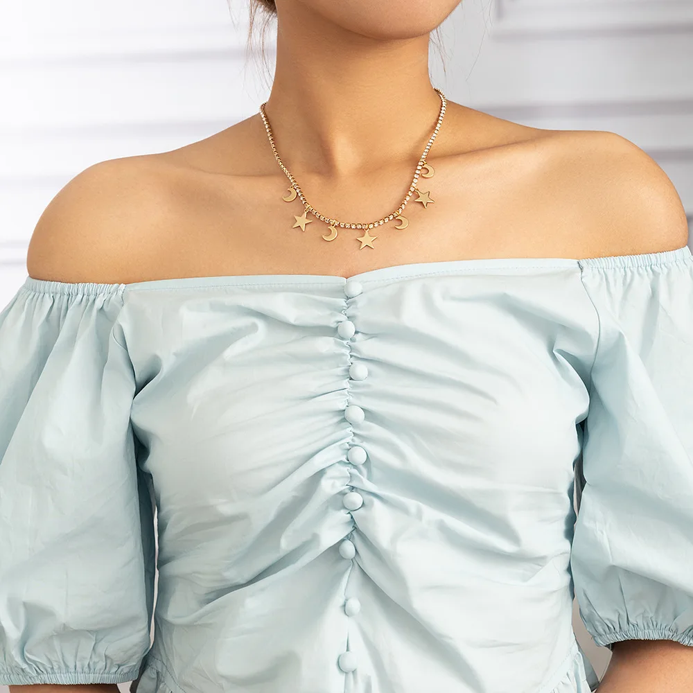 

Лидер продаж, модное ожерелье с подвеской в виде звезды и Луны с особым дизайном, винтажное ожерелье, украшение для дам