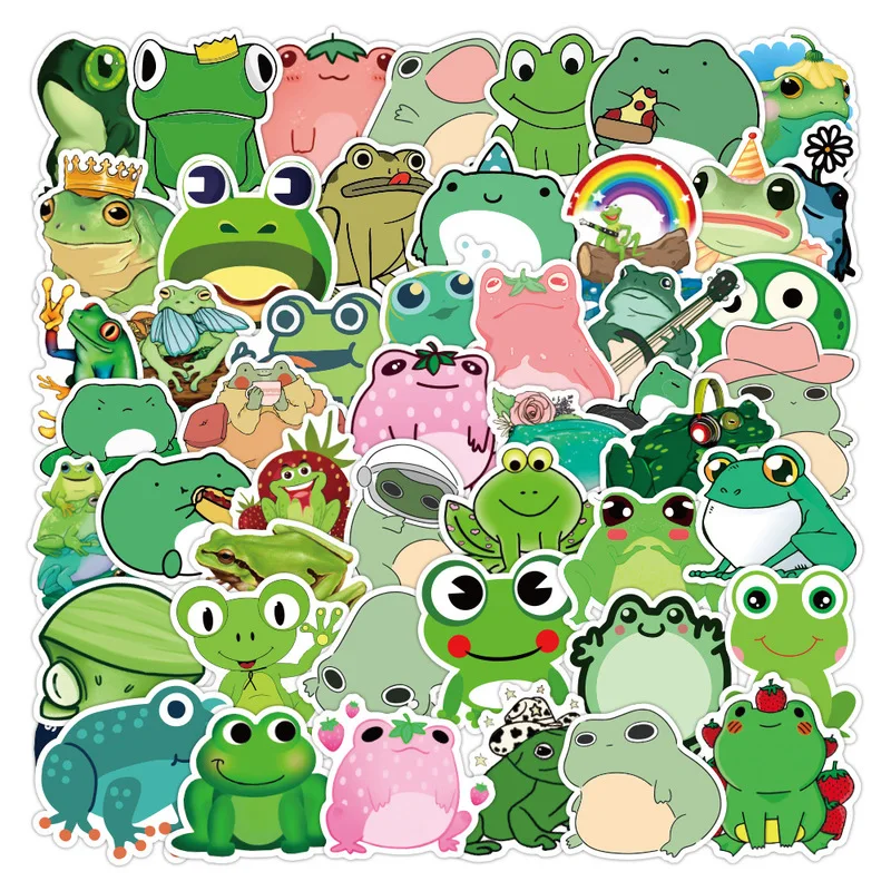 

50PCS Cute Frog Stickers For Skateboard Fridge Guitar Laptop Motorcycle Travel Luggage Cartoon Sticker