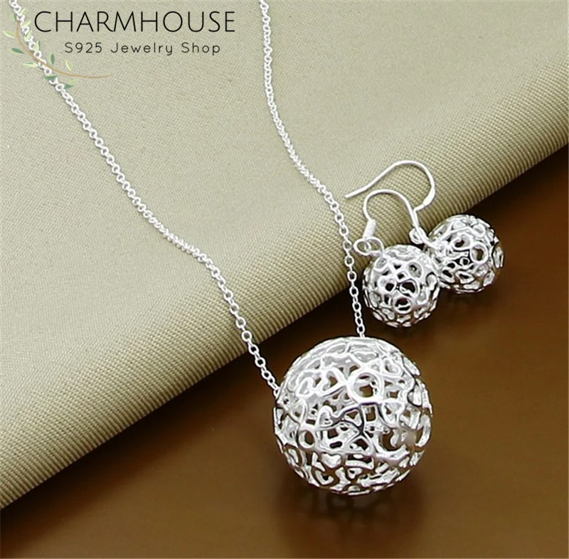 Charmhouse Серебро 925 комплекты украшений для женщин подвеска с полым шариком