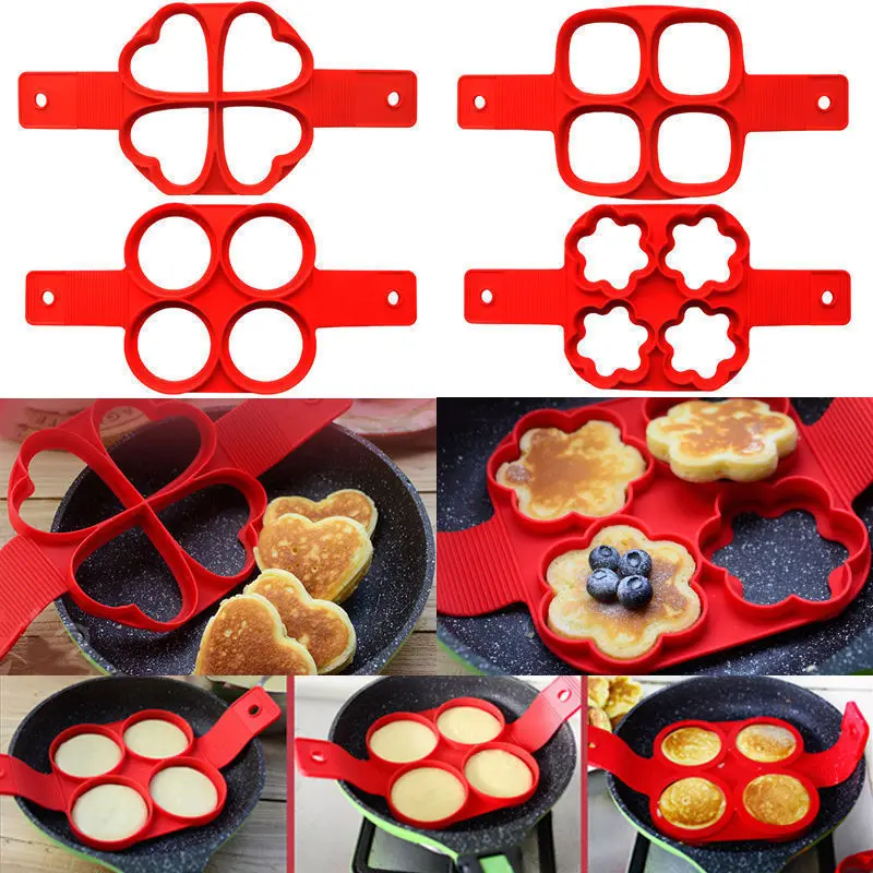 

Multifunctional Silicone Omelette Pancake Maker Egg Mold Kitchen Baking Cookware Gadgets and Accessories Round Love Heart