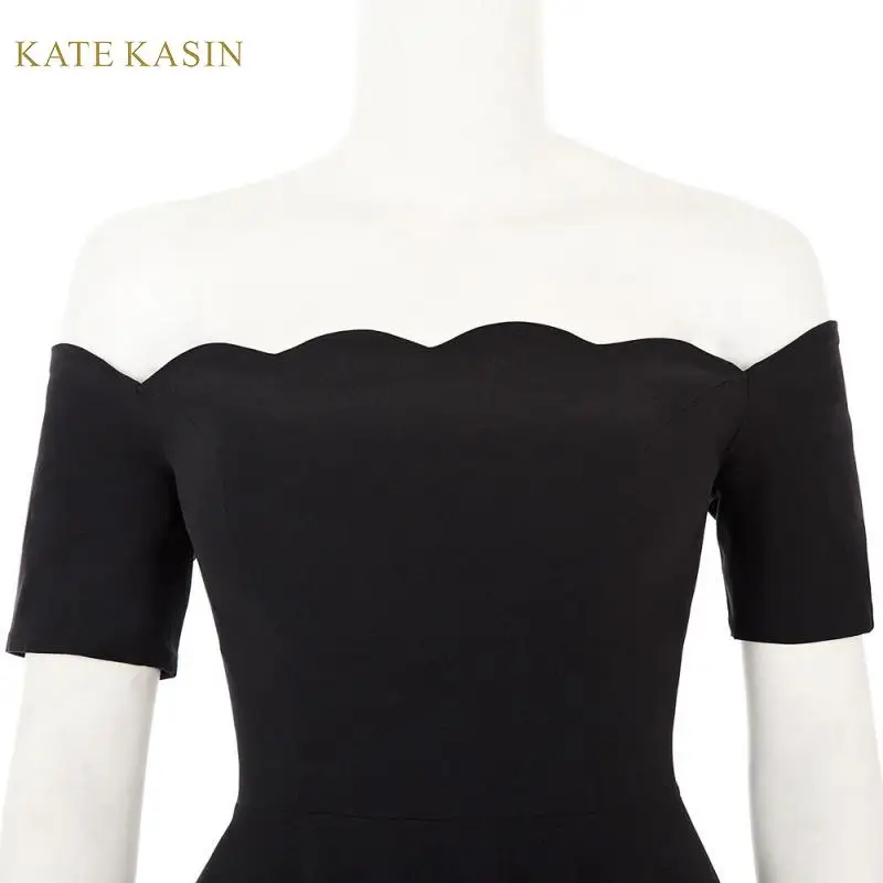 Kate Kasin женское винтажное плиссированное платье с открытыми плечами однотонное