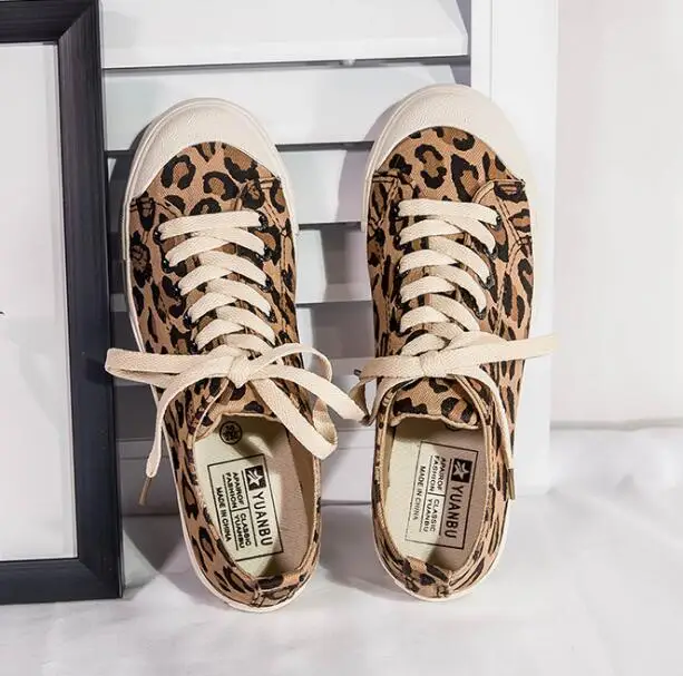 leopard Летняя обувь с леопардовым принтом; женские дышащие кроссовки для путешествий; цвет бежевый, белый; женская обувь; Вулканизированная обувь - Цвет: leopard
