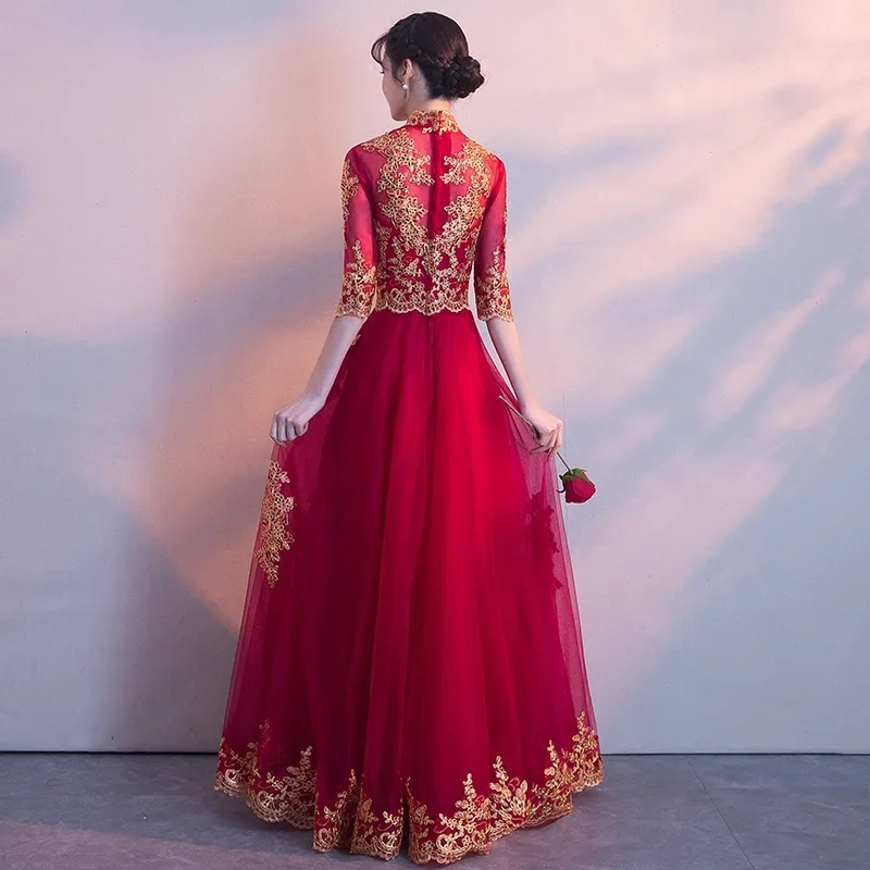 Oriental Dresses Classic Women Dress Chinese Wedding Gown Cheongsam Long Qipao Bride Traditions red charming chinese dress | Тематическая