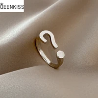 qeenkiss rg7127 2022 fine jewelry wholesale fashion trendy woman girl birthday wedding gift question mark 18kt white gold ring