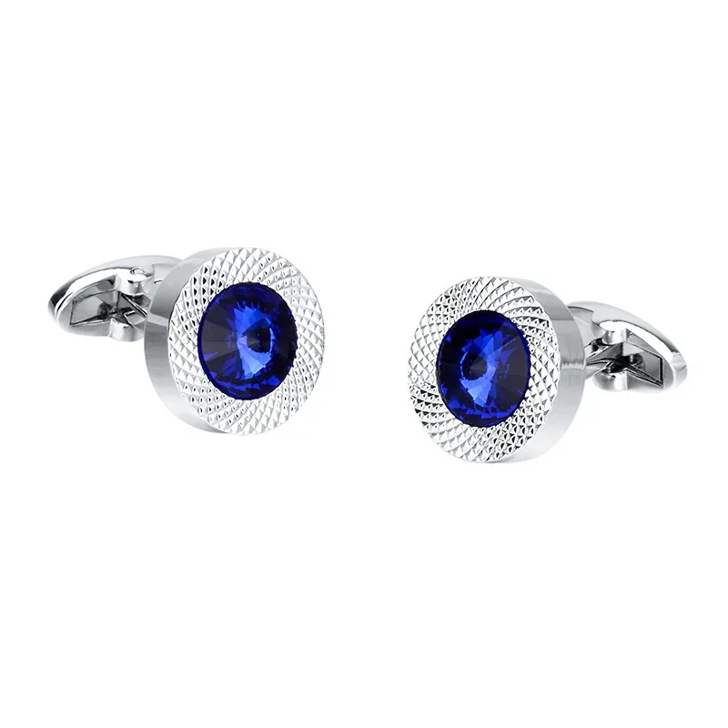 

Blue Crystal Cone Cufflinks Men Classic Brand Blue Prismatic Cuff Button Designer High Quality Men's Shirt Taper Cuff Links