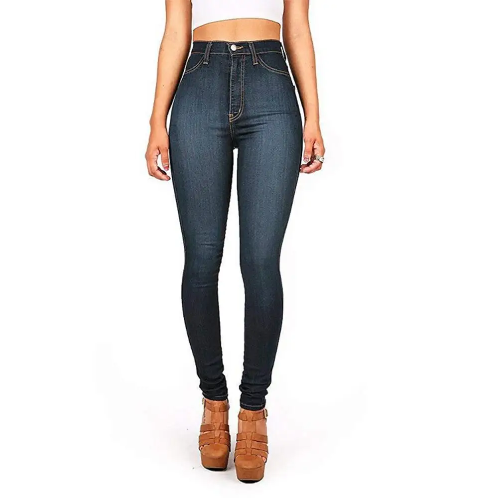 

Womens Long Stretch Trousers High Waist Skinny Jeans Slim Fit Denim Pants