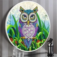 round frame diamond painting pendant with tassel kit diy rhinestone animals owl kits hanging wall art home decoration gift