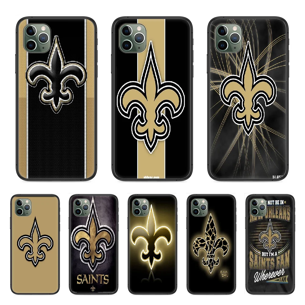 

New Orleans Saints Phone Case cover For Iphone 12 11 8 7 6 5 XR PLUS X XS PRO SE 2020 MAX Mini black back tpu cell cover
