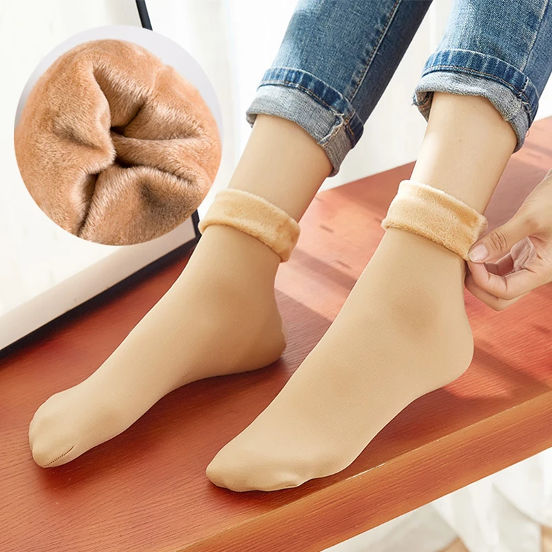 

Winter Thicken Thermal Women Socks Warm Wool Cashmere Snow Boots Socks Solid Soft Floor Socks Woman Home Sleeping Women's Socks