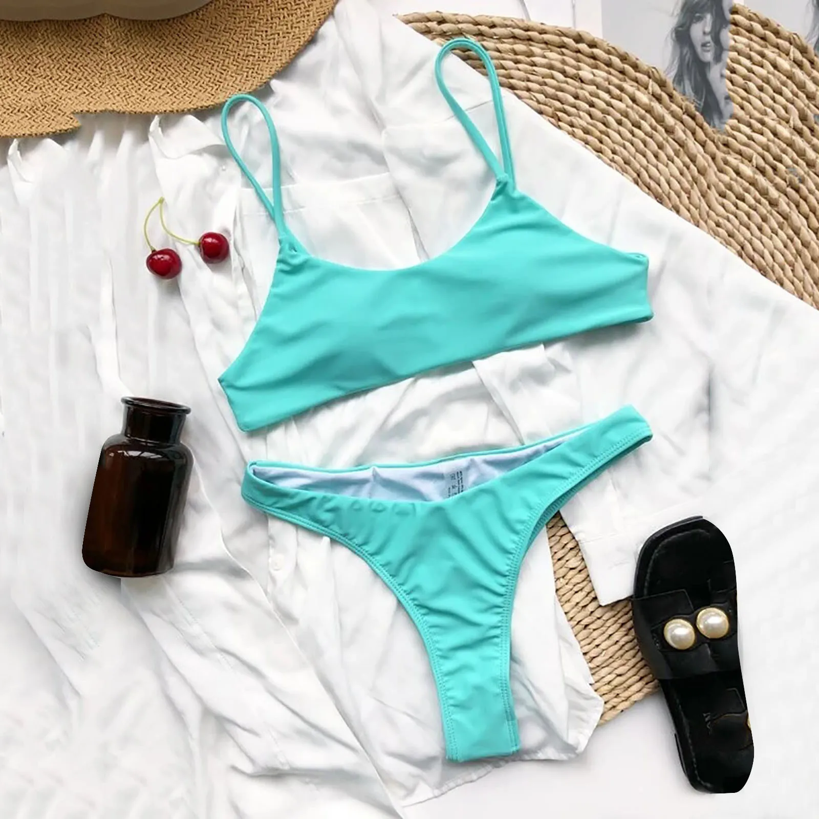 

Micro Bikini Set Swimsuit Women Sexy Push Up High Cut Lace Up Halter Two Piece Swimsuit Bikini 2020 Woman Купальники Женские