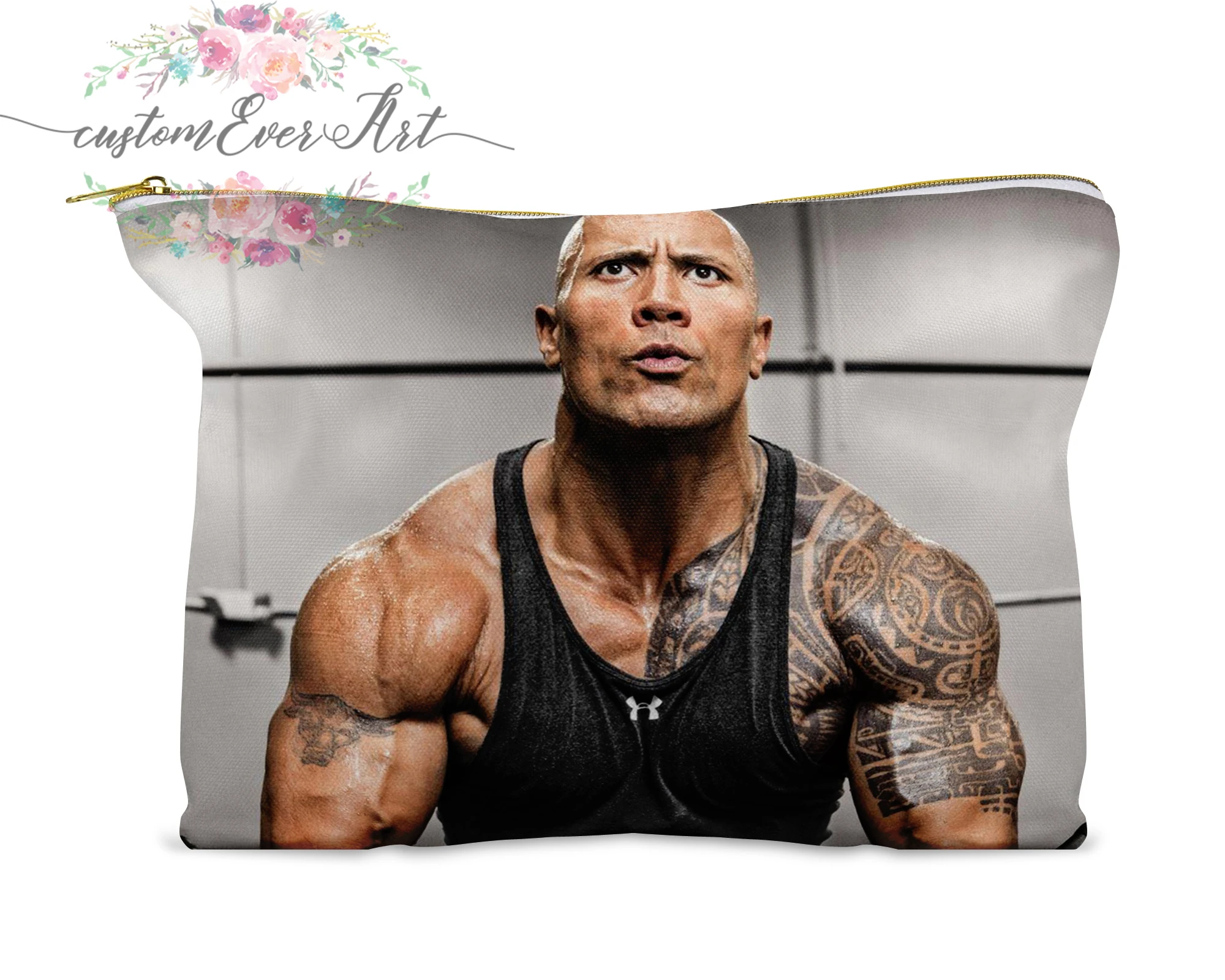 

Dwayne Johnson cosmetic bag personalized small makeup bag funny makeup organizer toiletry bag zipper pouch