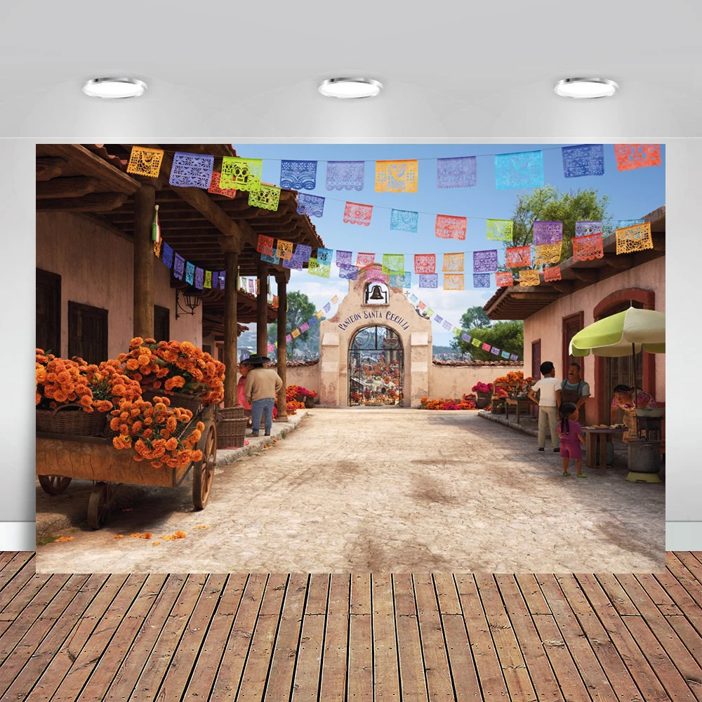 Фон для фотосъемки фон Кокосовая улица на заказ вечеринки новорожденных в честь