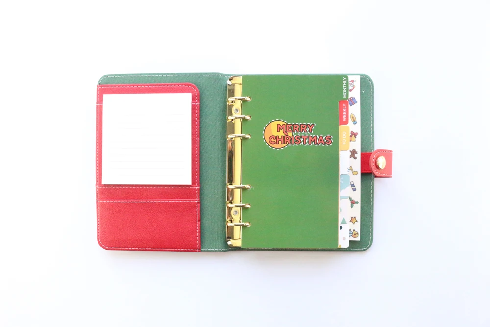 Domikee cute leather hardcover 6 rings binder planner agenda organizer office school refillable spiral notebooks stationery A5A6