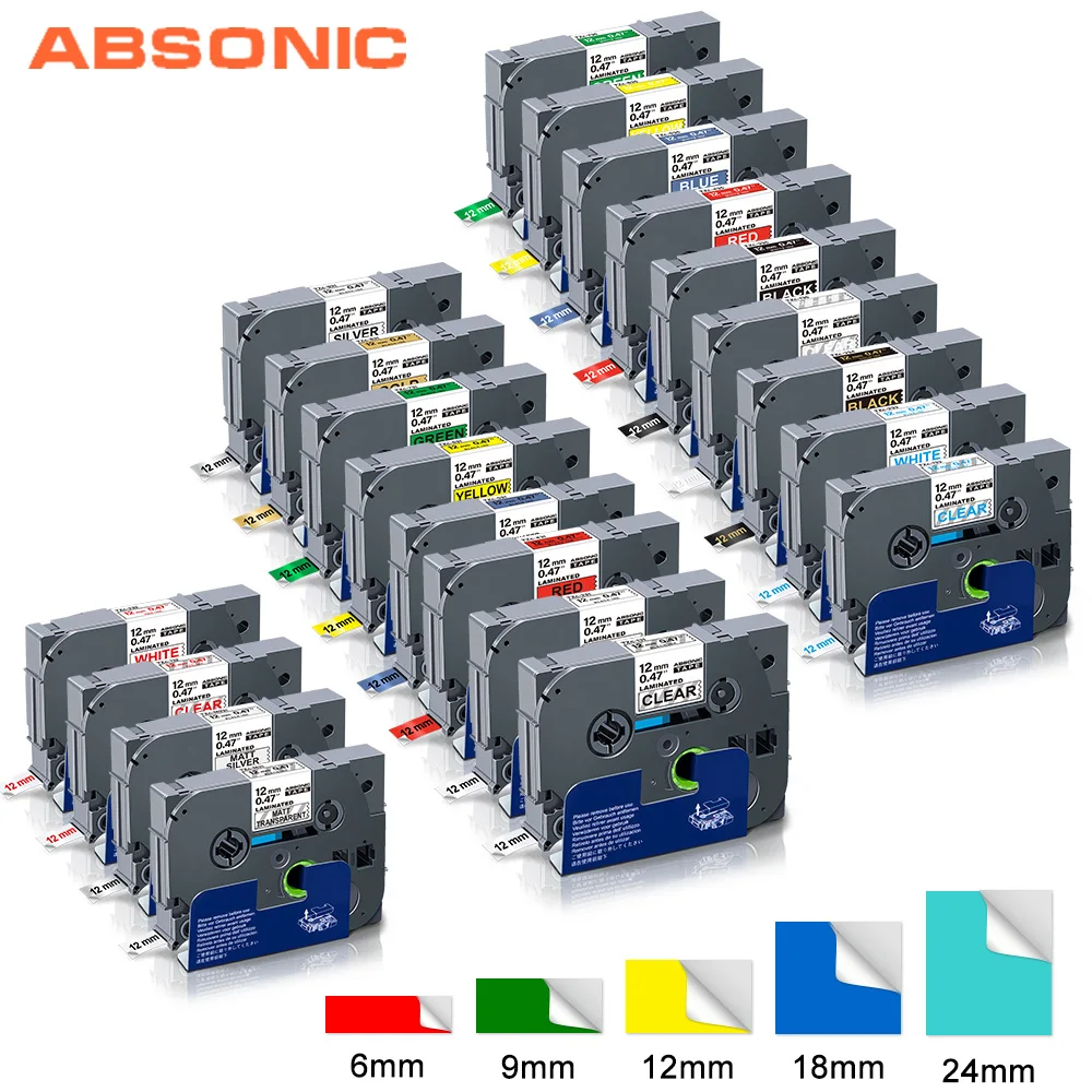 Absonic 21 Цвета этикетка для 231 Brother 221 241 251 S231 ламинированная лента совместимы PT 1000