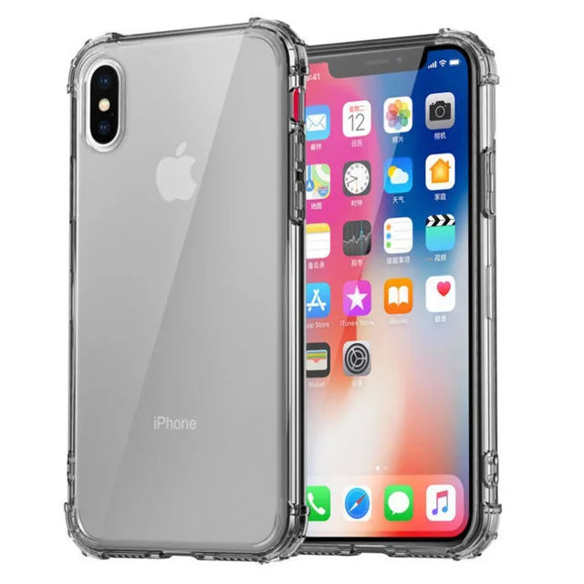 gray Противоударный силиконовый чехол для iPhone 11 Pro Max X XS Max XR, прозрачный мягкий прозрачный чехол из ТПУ для iPhone, ультратонкая задняя крышка - Цвет: gray