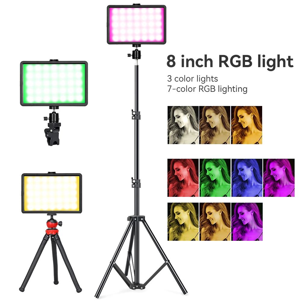 

Светодиодная RGB-панель для видеосъемки, 8 дюймов, 2500-6000K, USB