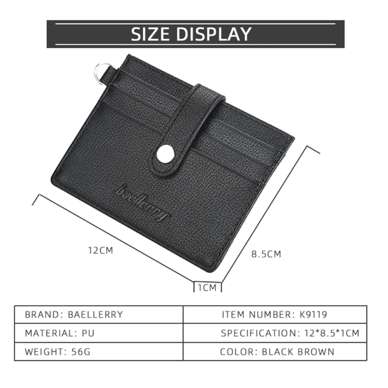 

Fashion Men Slim PU Leather Wallet Coin Purse Credit Card Holder Business Change Pocket Case