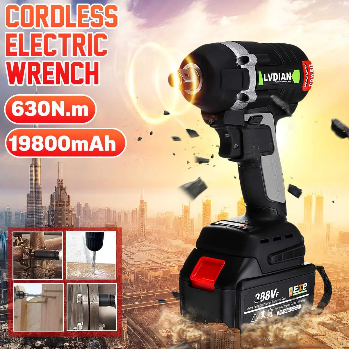 

NEW Cordless Brushless Electric Wrench Impact Wrench Socket Wrench 388VF 19800mAh Lithium Battery Hand Drill Installation