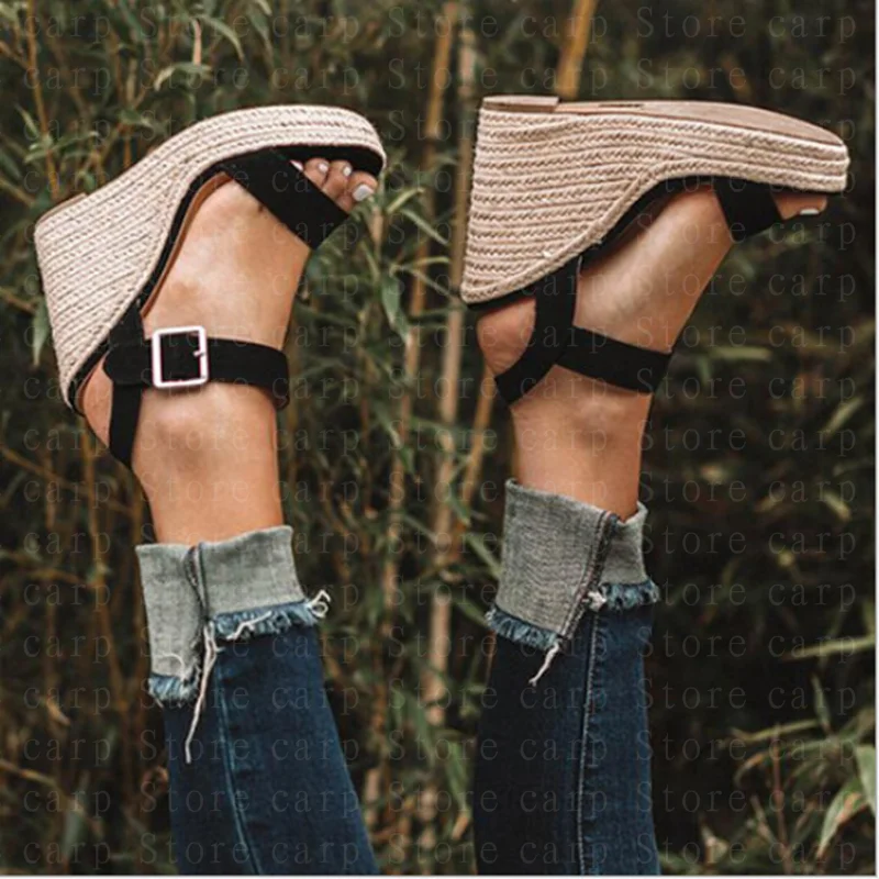 

Women shoe Women's sandals summer large size spot wedge buckle belt European American open toe