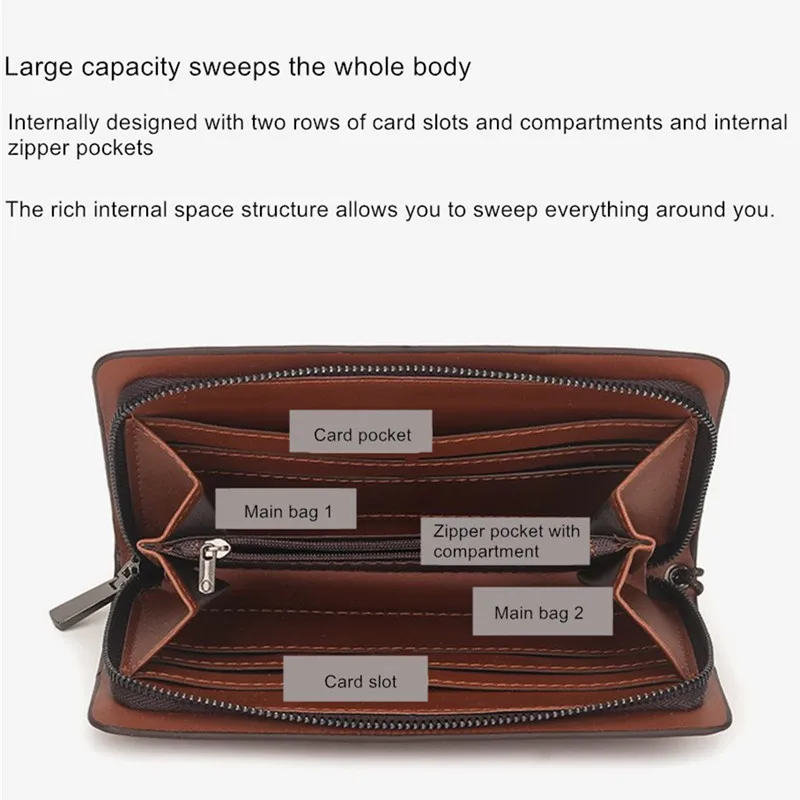 Длинный кошелек JEEP Buluo для мужчин сумка клатч большой вместимости