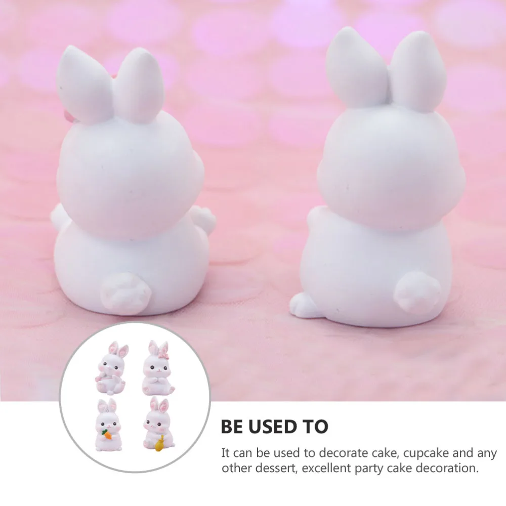 

4pcs Delicate Easter Bunny Cake Decoration Rabbit SWhaped Cake Ornament