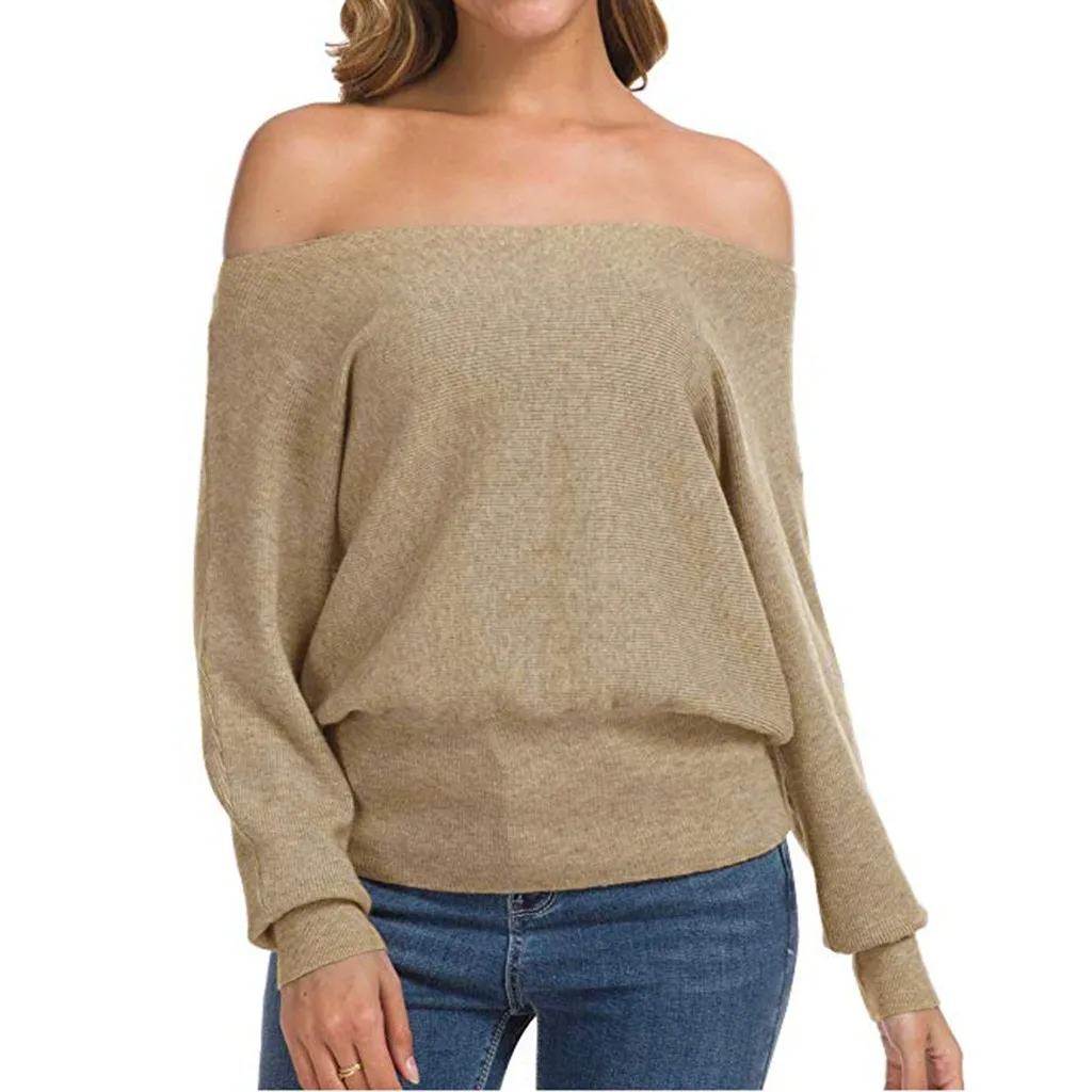 Женская однотонная блузка с открытыми плечами Повседневная зимняя Свободная