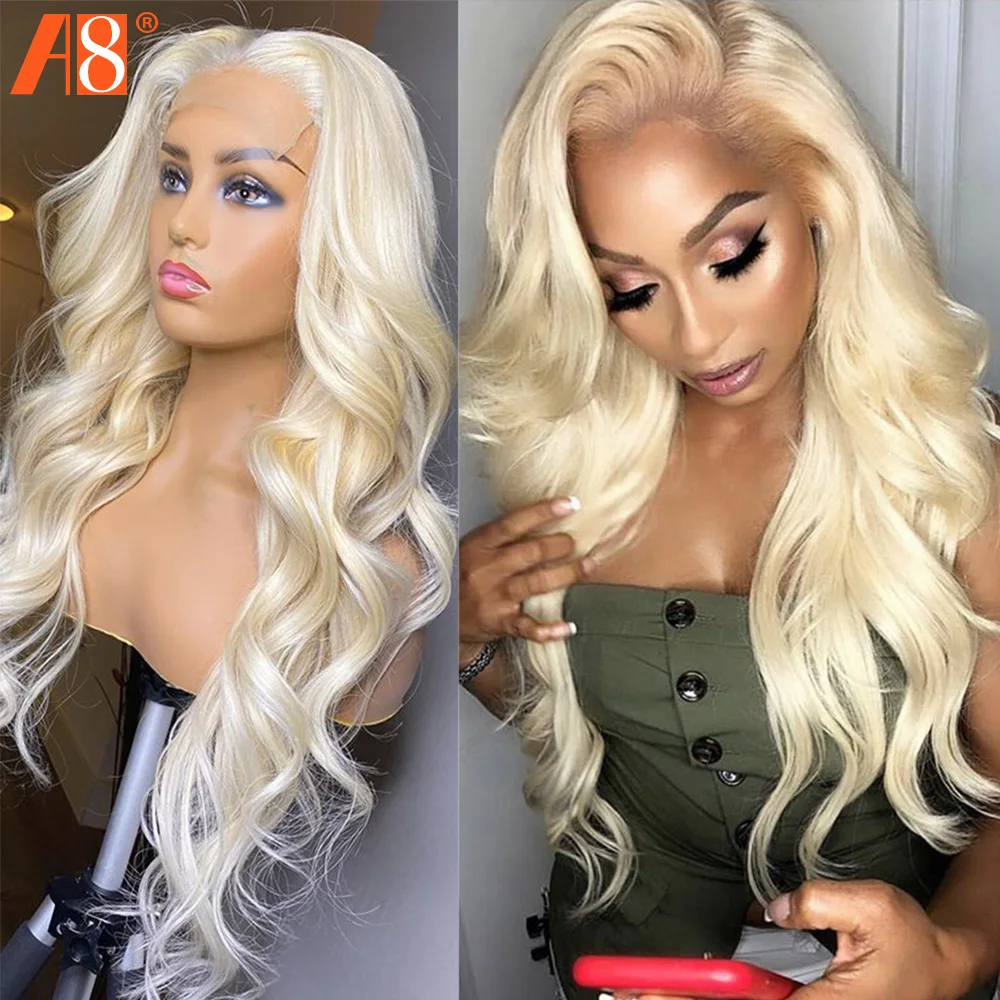 

613 Blonde Lace Frontal Human Hair Wigs 13×4 Body Wave Lace Front Wig Pre Plucked Brazilian Remy 150% Lace Wig For Women 30Inch