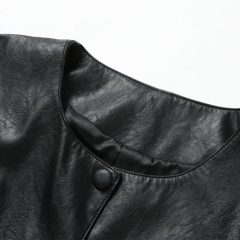 Новая весенняя женская мотоциклетная куртка из искусственной кожи черного и