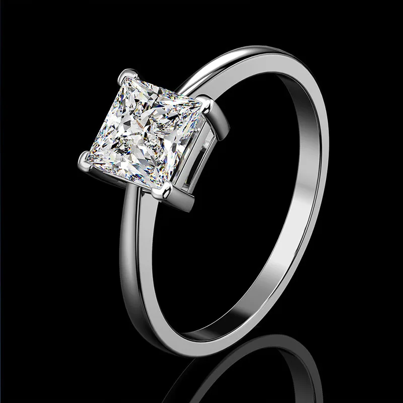 FUN-BEAUTY 2020 New Ladies Ring Simple Temperament Princess Style Square Four Claw Zircon | Украшения и аксессуары