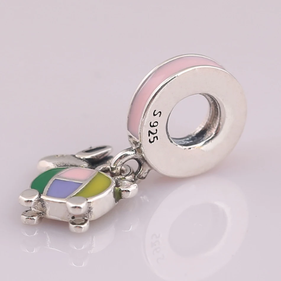 

Authentic S925 Mixed Enamel Rabbit With Crystal Pendant Charm for Women Bracelet Bangle DIY Jewelry