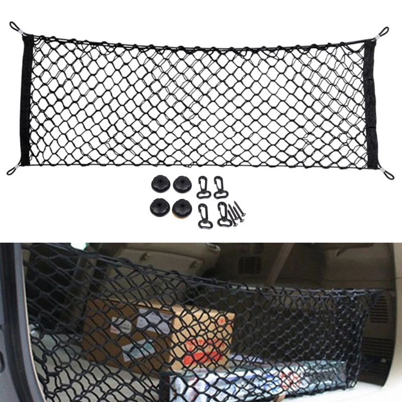 

P82B Cargo Net Vehicle Rear Storage Organizer Automotive Cargo Net for storage Items Helper