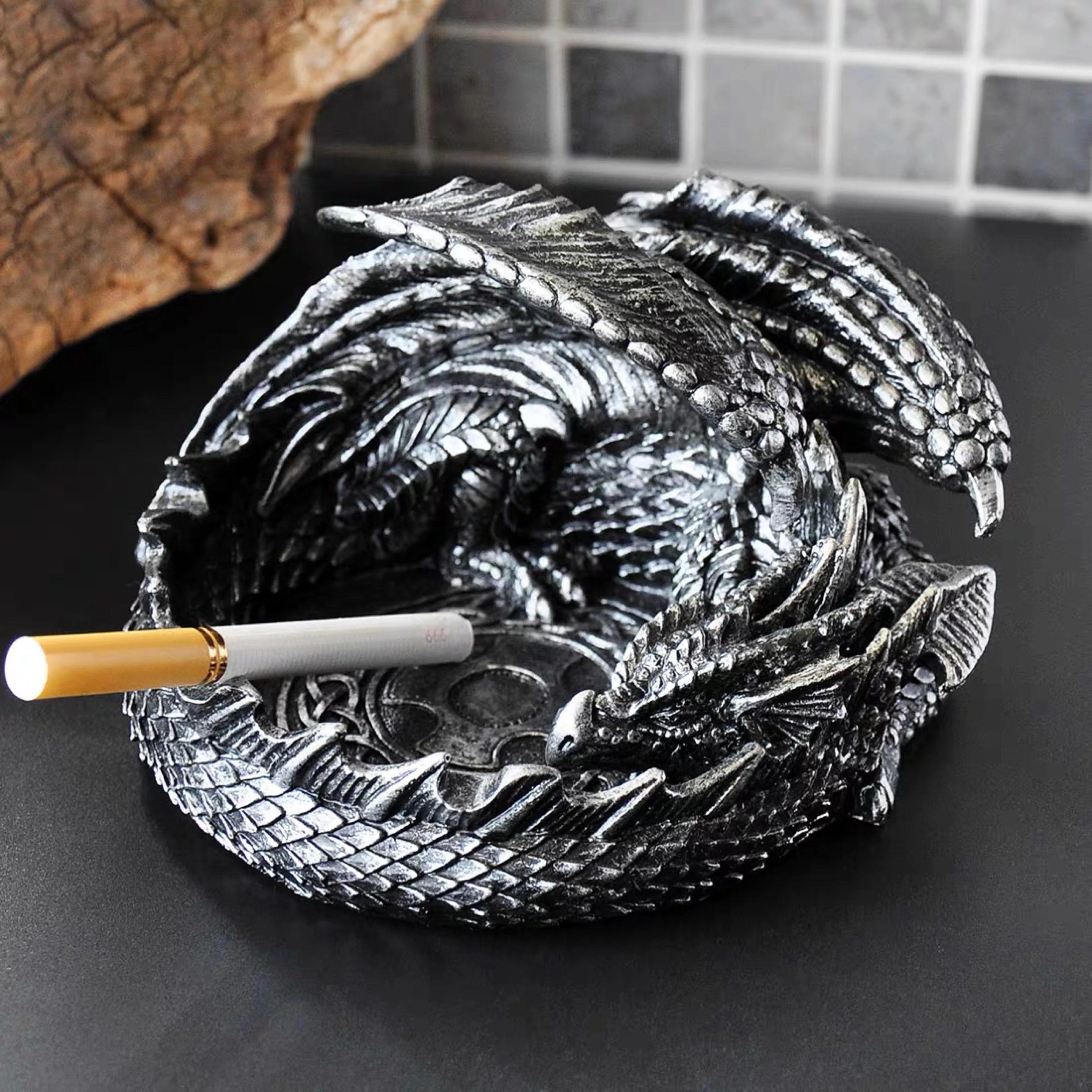 

[MGT]European-style retro dragon statue home ashtray decorations creative personality trend multifunctional crafts ornaments