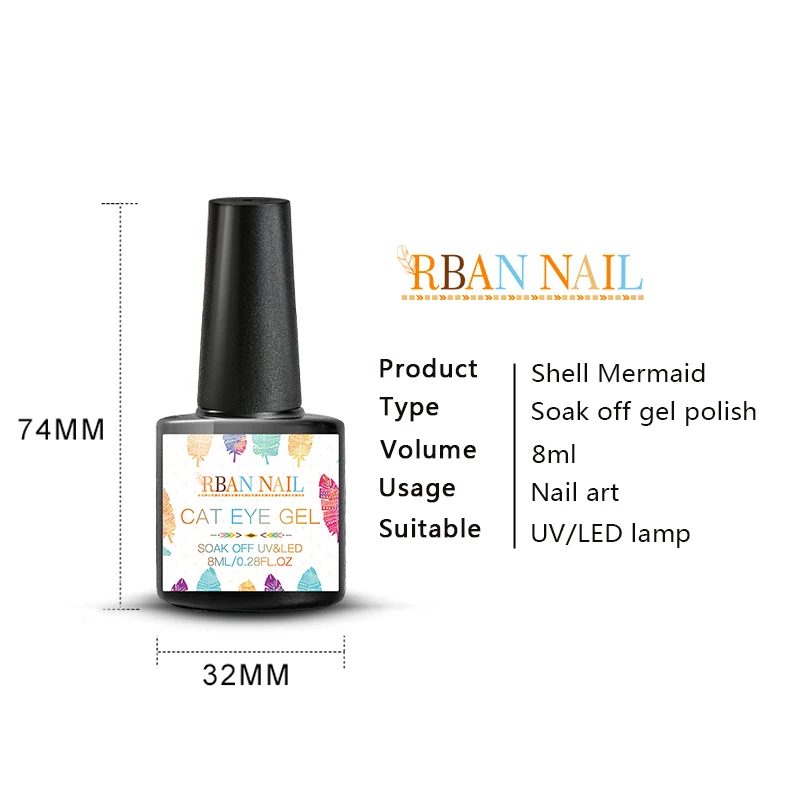 RBAN NAIL Shell Cat Eye Nail Gel Polish Chameleon Magnetic UV Varnish Soak Off LED Lacquer DIY Art | Красота и здоровье