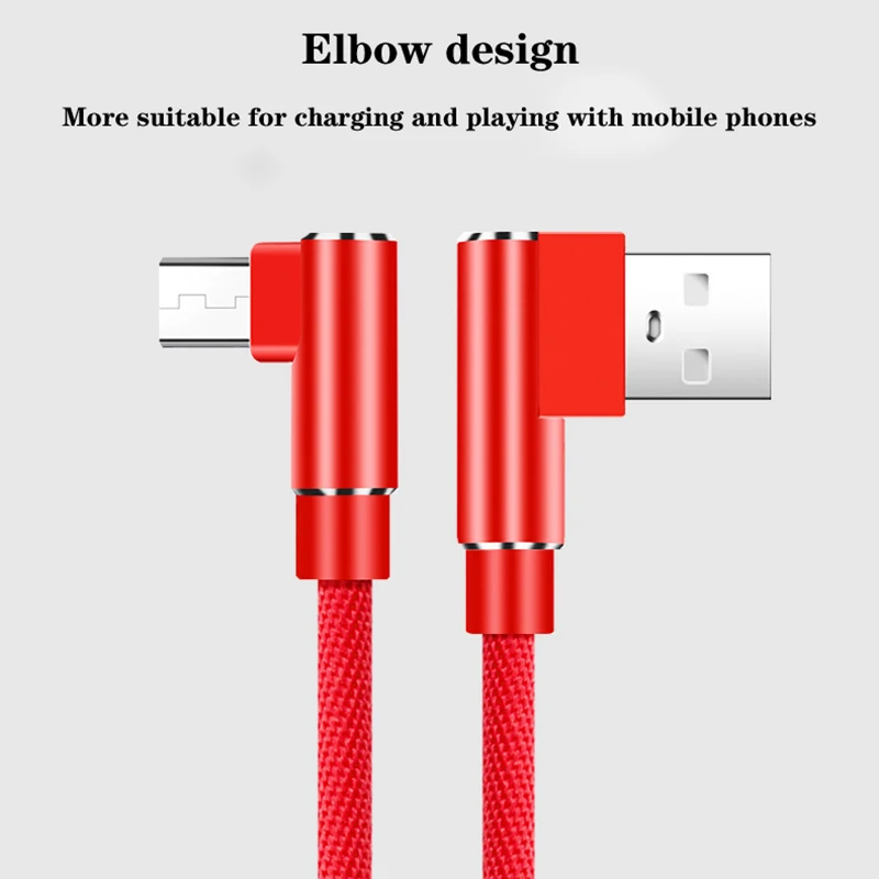 

Type C Micro USB iOS Cable 90 Degree Elbow Fast Charging Cable For iOS Samsung Xiaomi Huawei Mobile Phone Charger Data Cables